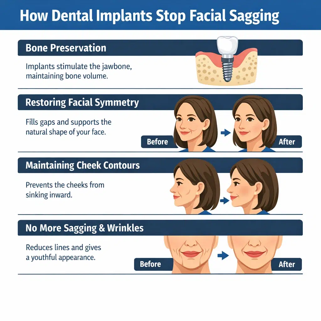 how dental implants stop facial sagging