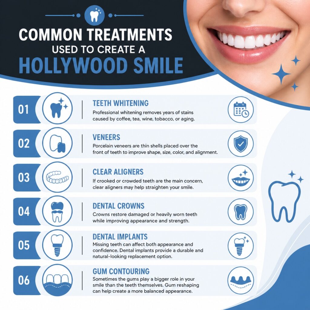 common treatments used to create hollywood smile