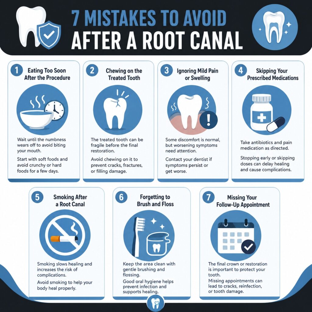 mistakes to avoid after root canal